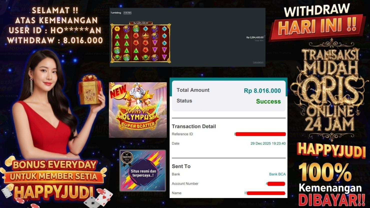 HAPPYJUDI JACKPOT SLOT GATES OF OLYMPUS SUPER SCATTER